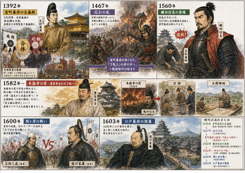保護中: 日本史集団授業・応用編5：南北朝・室町・戦国・安土桃山(1333~1467~1582~1590）
